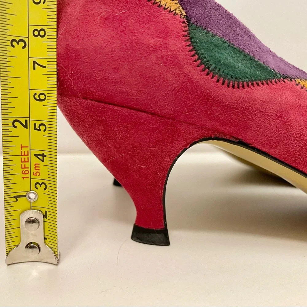 Vintage Multicolor Suede Pointed Toe Women’s Flats - Picture 8 of 9